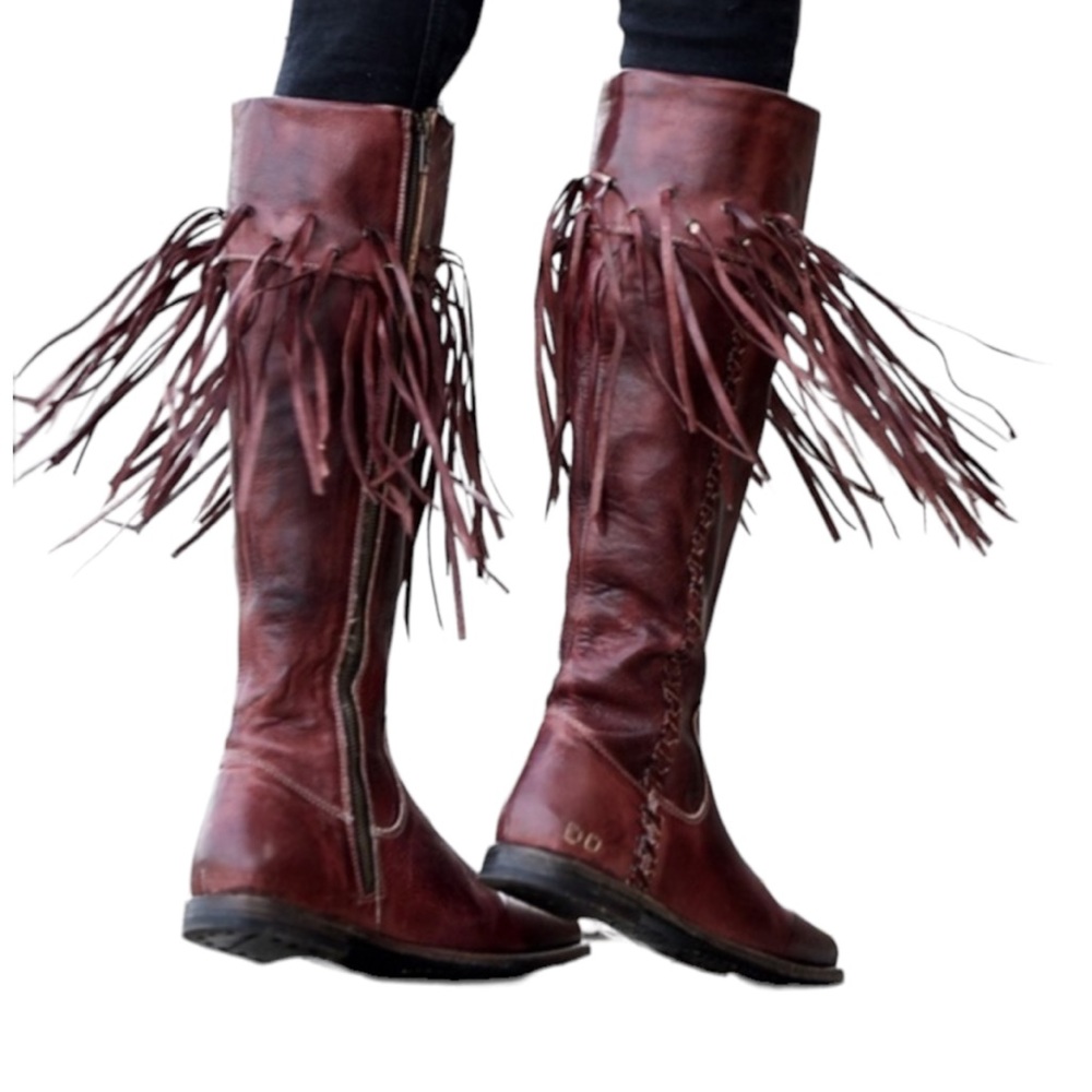 New Bed Stu Hollis Fringe Trim Riding Boots NWT